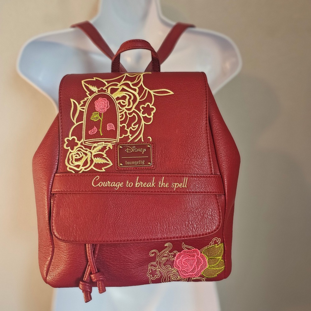 Loungefly Enchanted‎ Rose Beauty & the Beast drawstring backpack RARE!